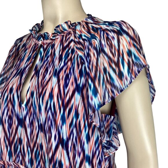 Marie Oliver Dress Size Large Frida Ink Ikat Keyhole Ruffle Tiered Multicolored - Picture 6 of 9